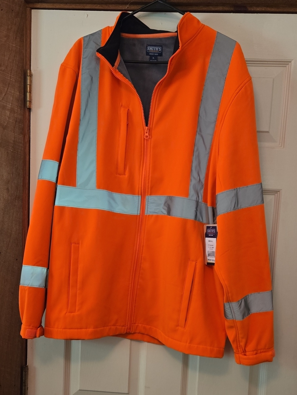 SMITH'S Men's High-Vis Orange Safety Jacket w Reflective Striping. Sz Xl. Nwt.
